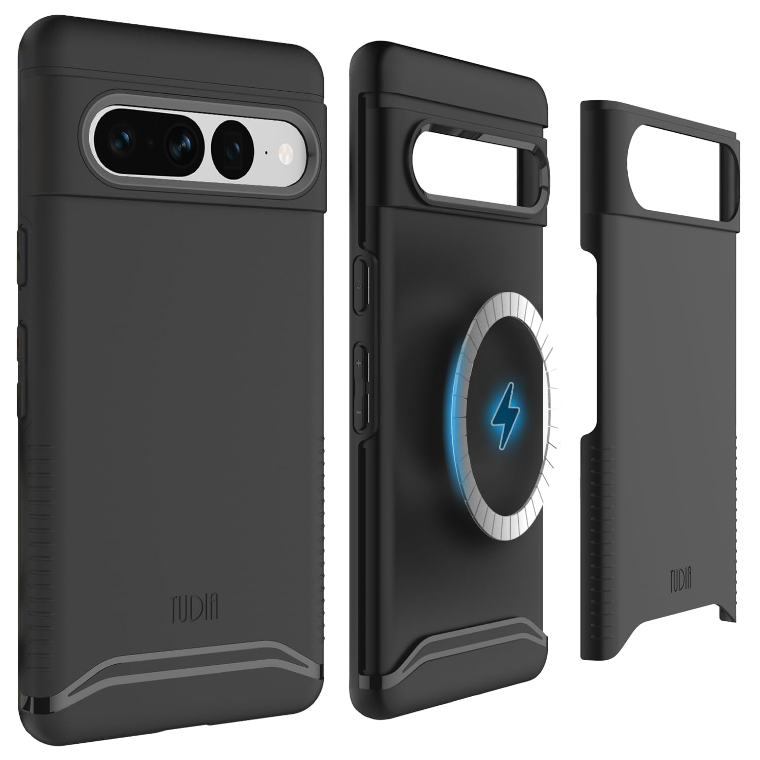 TUDIA「MagSafe対応・落下保護」Pixel 7 Pro 用 ケース、「Merge」二層構造防御 耐衝撃 滑り止め TPU Pixel 7 Pro 対応 携帯電話カバーバンパー - マットブラック
