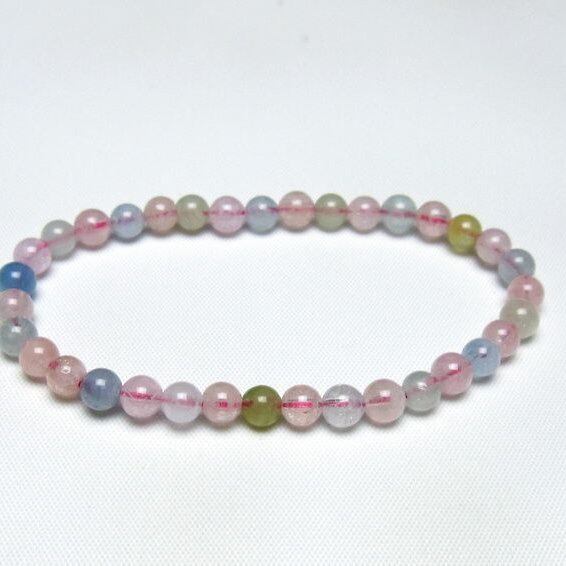ミックスカラーベリル ブレスレット 5mm 一点物 メール便可 [M便 1/10] 111-48812