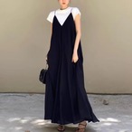 French Hepburn-style black V-neck slip dress (ME329)