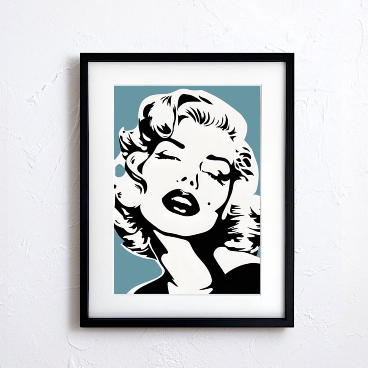 Monroe Love｜ブルーグレーが映えるモダンポップアートポスター｜上品で洗練された空間を彩るおしゃれインテリアA2ポスター