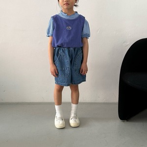 【middle name】ビッグポケットデニムショーパン 90〜120cm ブルー【240430】