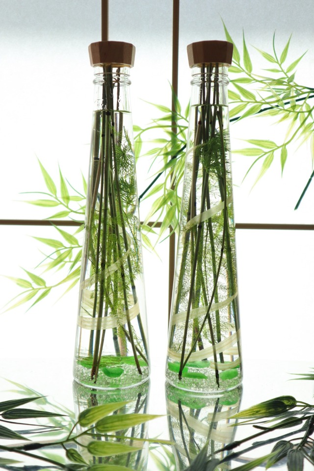 竹林風ハーバリウム～癒しのグリーン～プレミアム300ボトル　円錐