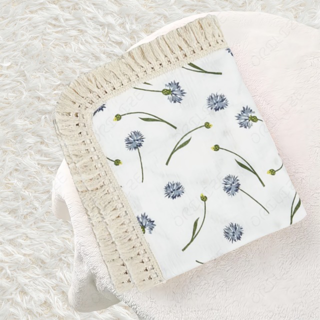 ブランケット おくるみ ブルーフラワー