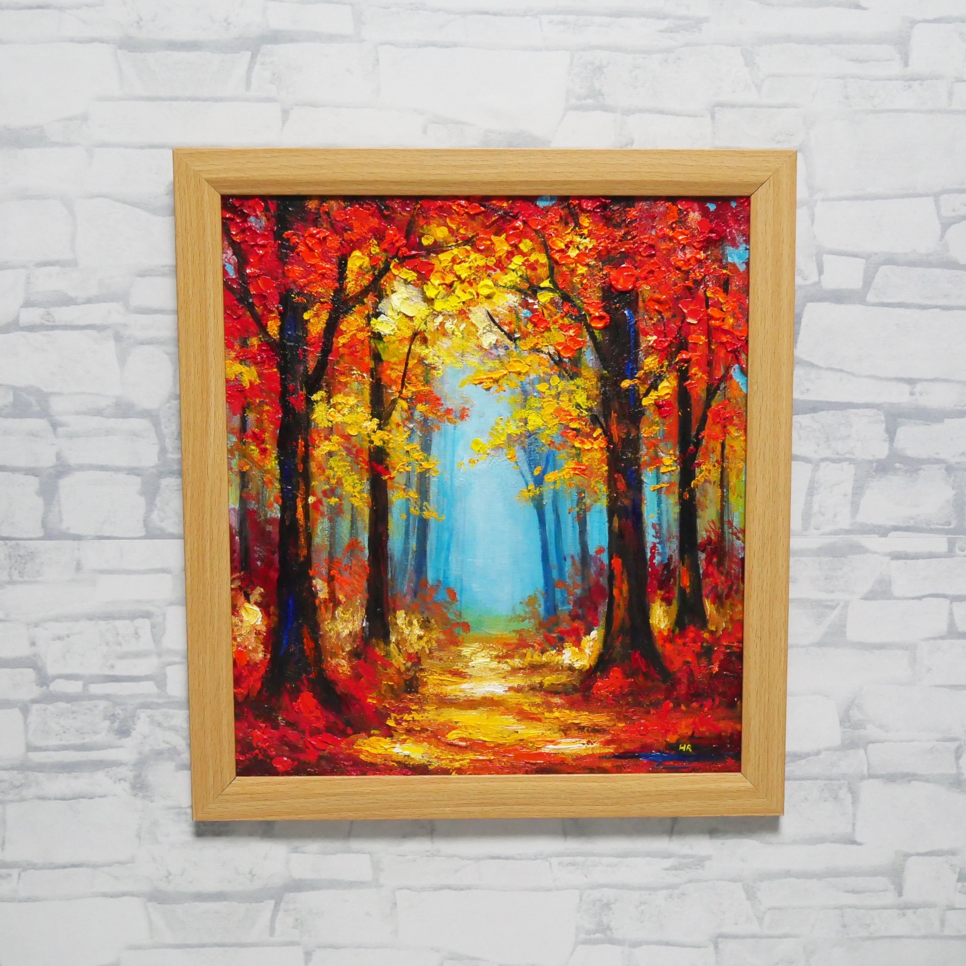 秋の贈り物｜油彩画 油絵「紅葉の回廊」壁掛け 絵画 インテリア アート