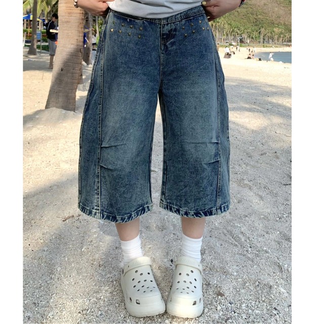 ヴィンテージウォッシュ デニムハーフパンツ