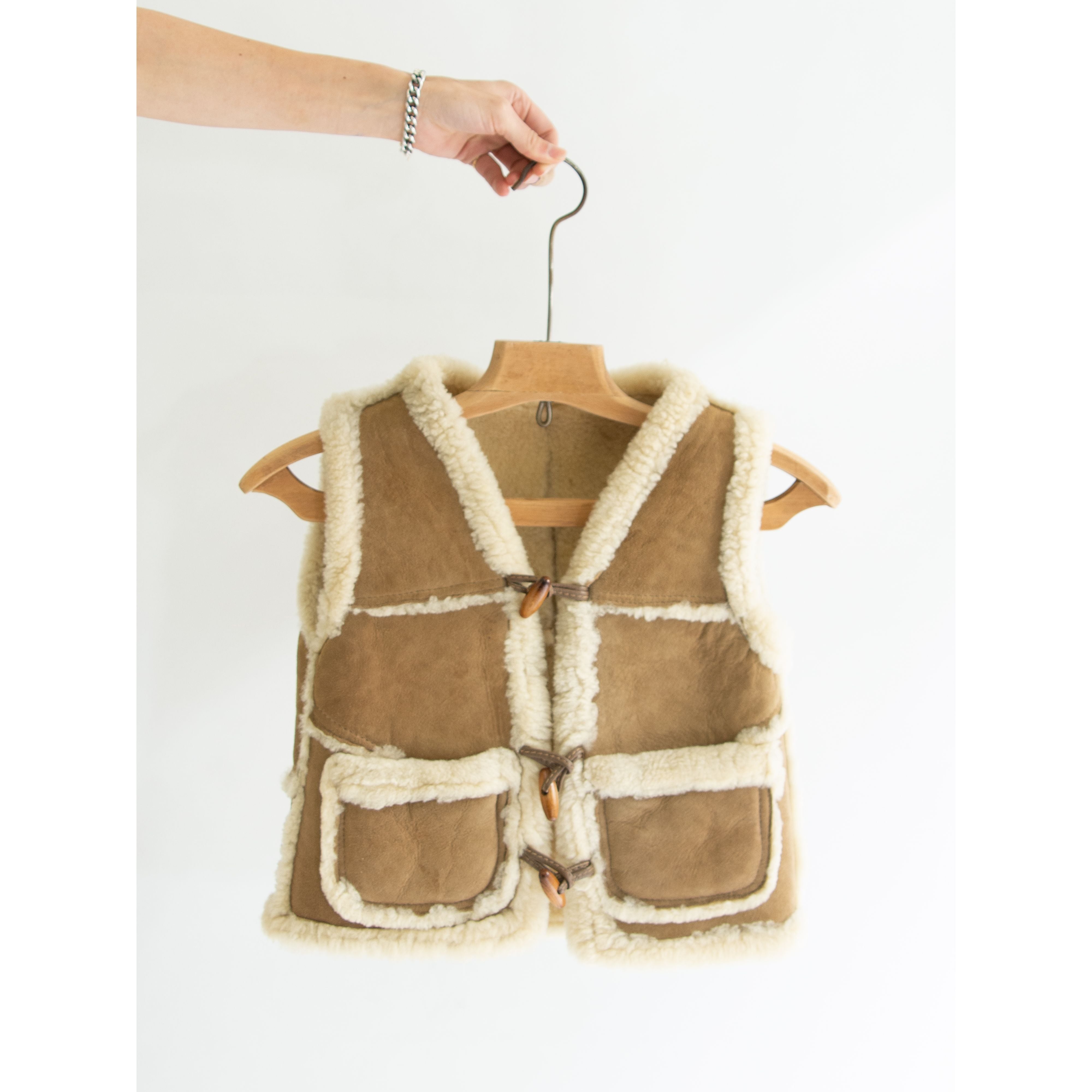 Made in New Zealand】Mouton shearling vest kids L