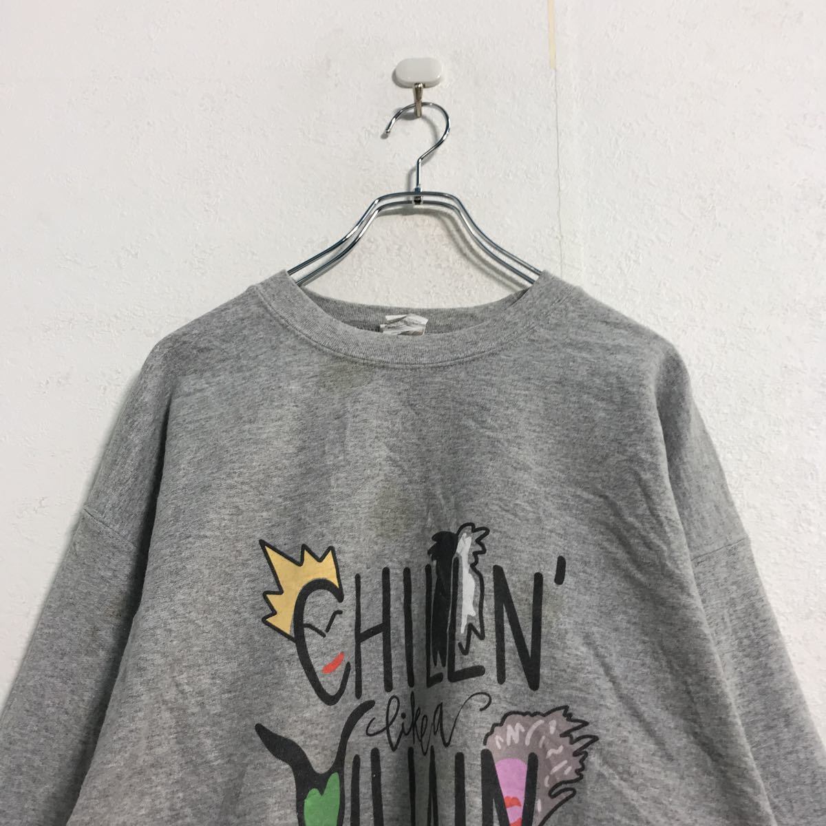 GILDAN プリント スウェット トレーナー L グレー ギルダン