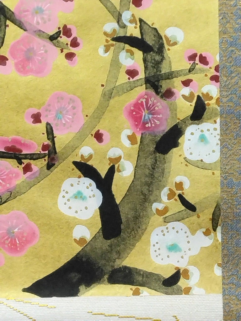 前田青邨｜MAEDA Seison( 岐阜-東京/ 1885-1977) 「紅白梅」色紙幅 巧