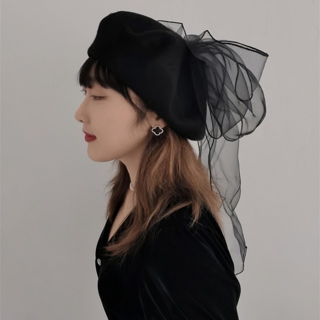 Big ribbon beret　B1644