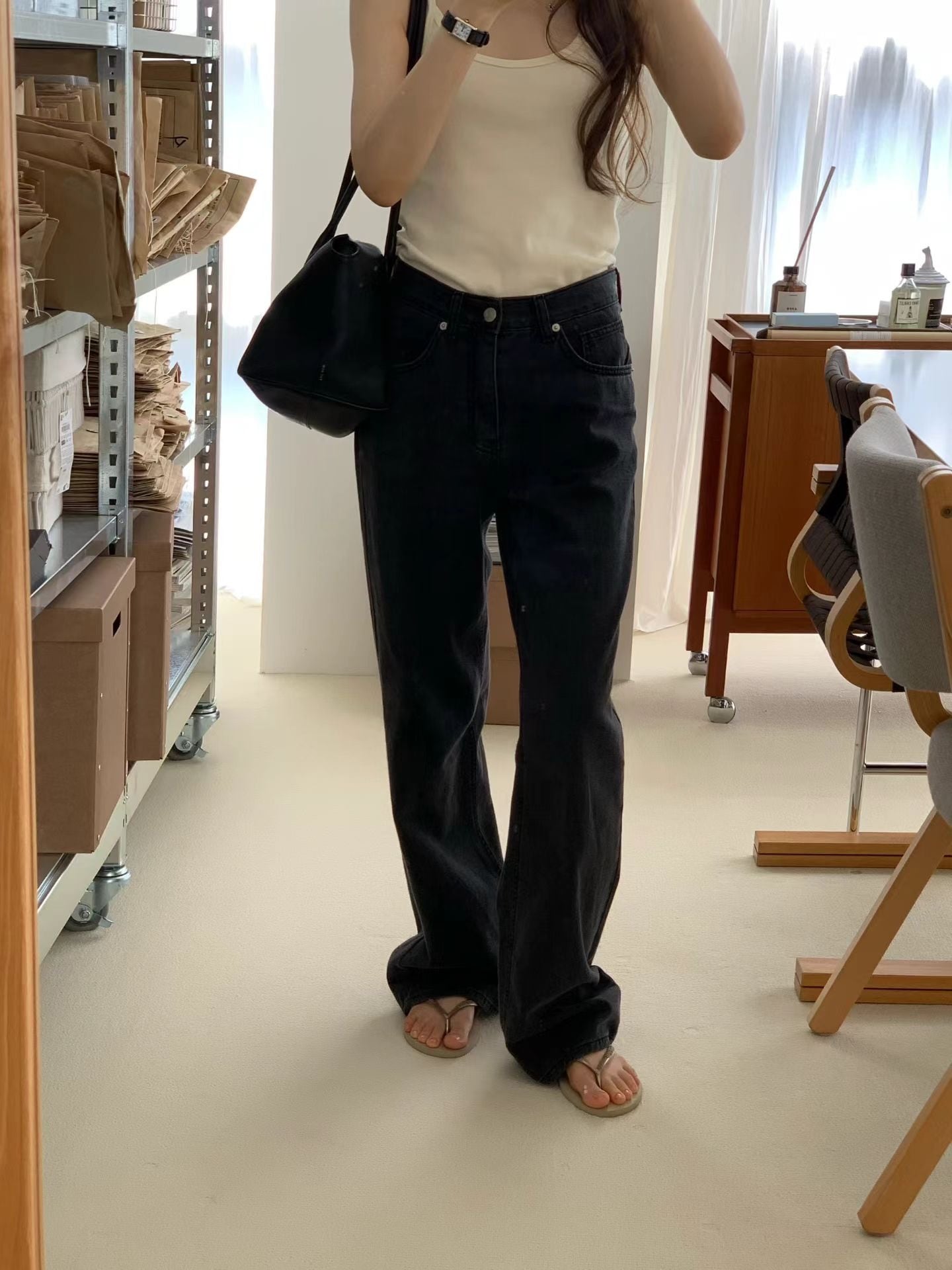(予約) ounce / Summer Black Washing Denim pants