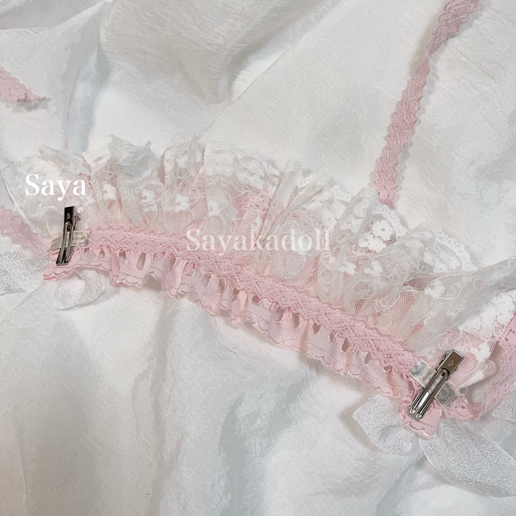 ♡ Lolita ボンネット風 フリルリボンヘッドドレス pink C‬