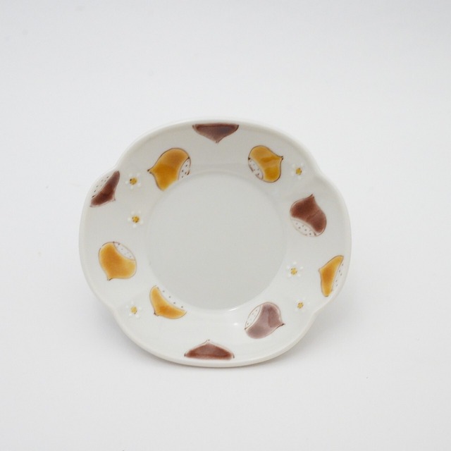 【色絵遊 小高裕子】つば型小皿　くり　58