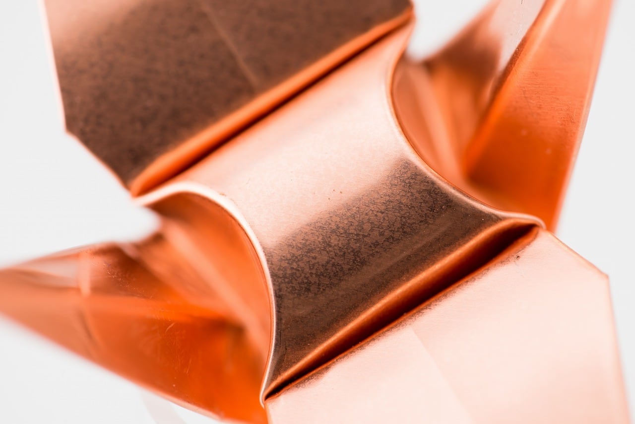 銅板　アンティーク　銅　折鶴　工芸品 置物/夫婦鶴/インテリア/玄関/工芸品/贈り物/祖父母/父母/お世話