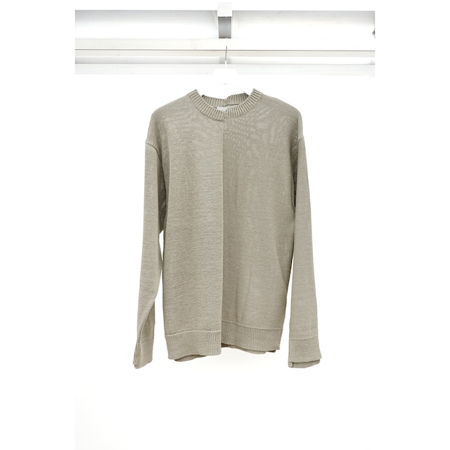 [Blanc YM] (ブランワイエム) BL-24S-RCKP Rebuild Cotton Knit Pullover (Moss Gray)