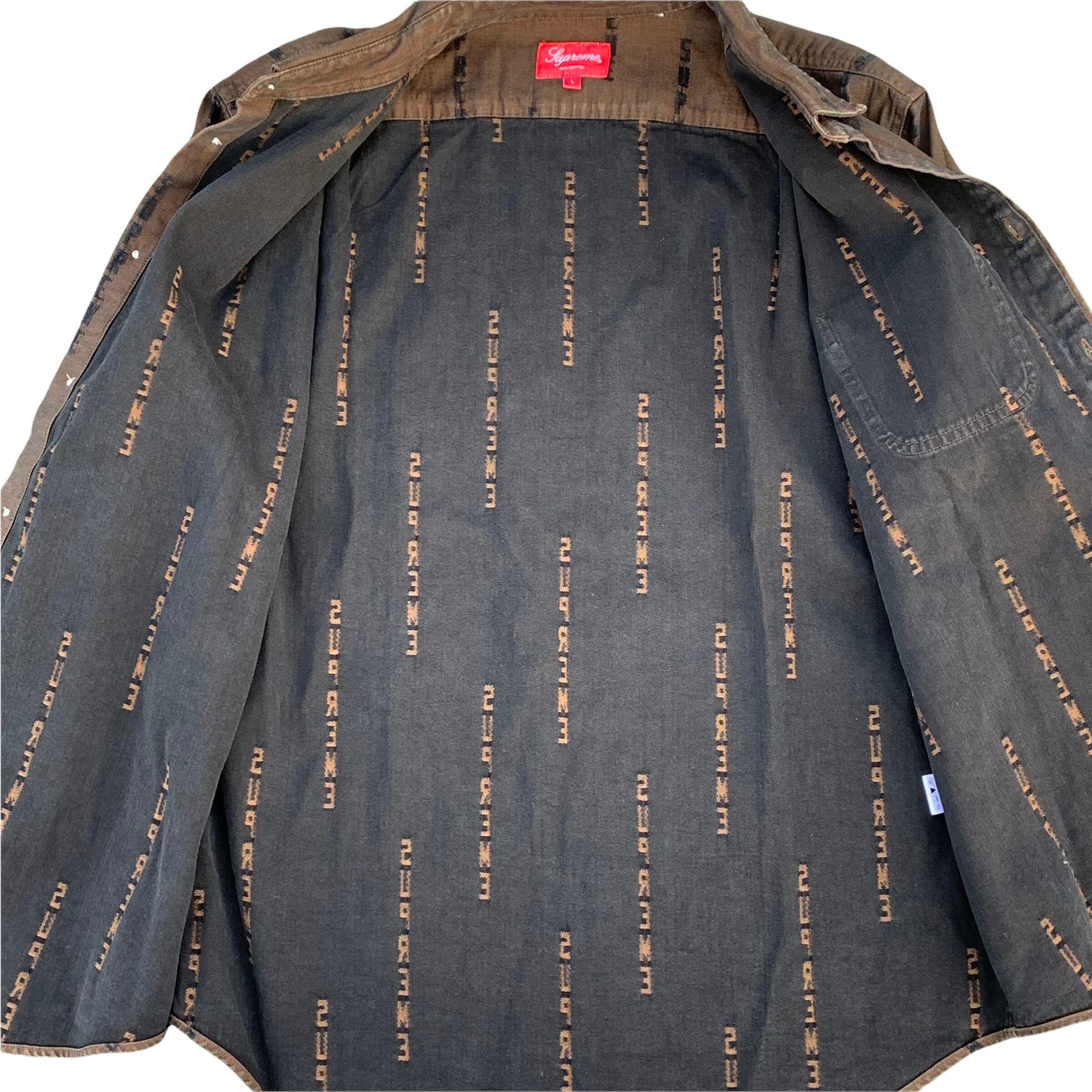 希少XL Supreme Jacquard Logos Denim Shirt