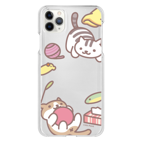 【iPhone 11 Pro Max】【ねこあつめ（ボールあそび）】スマホケース クリアタイプ
