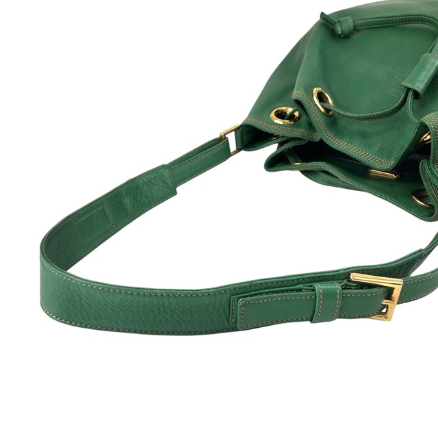 LOEWE ロエベ ショルダーバッグ グリーン アナグラム ナッパレザー 巾着 vintage ヴィンテージ オールド 4p76em