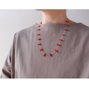 【K14gf】Red Coral Station Long Necklace/レッドコーラル ステーションネックレス(Long)