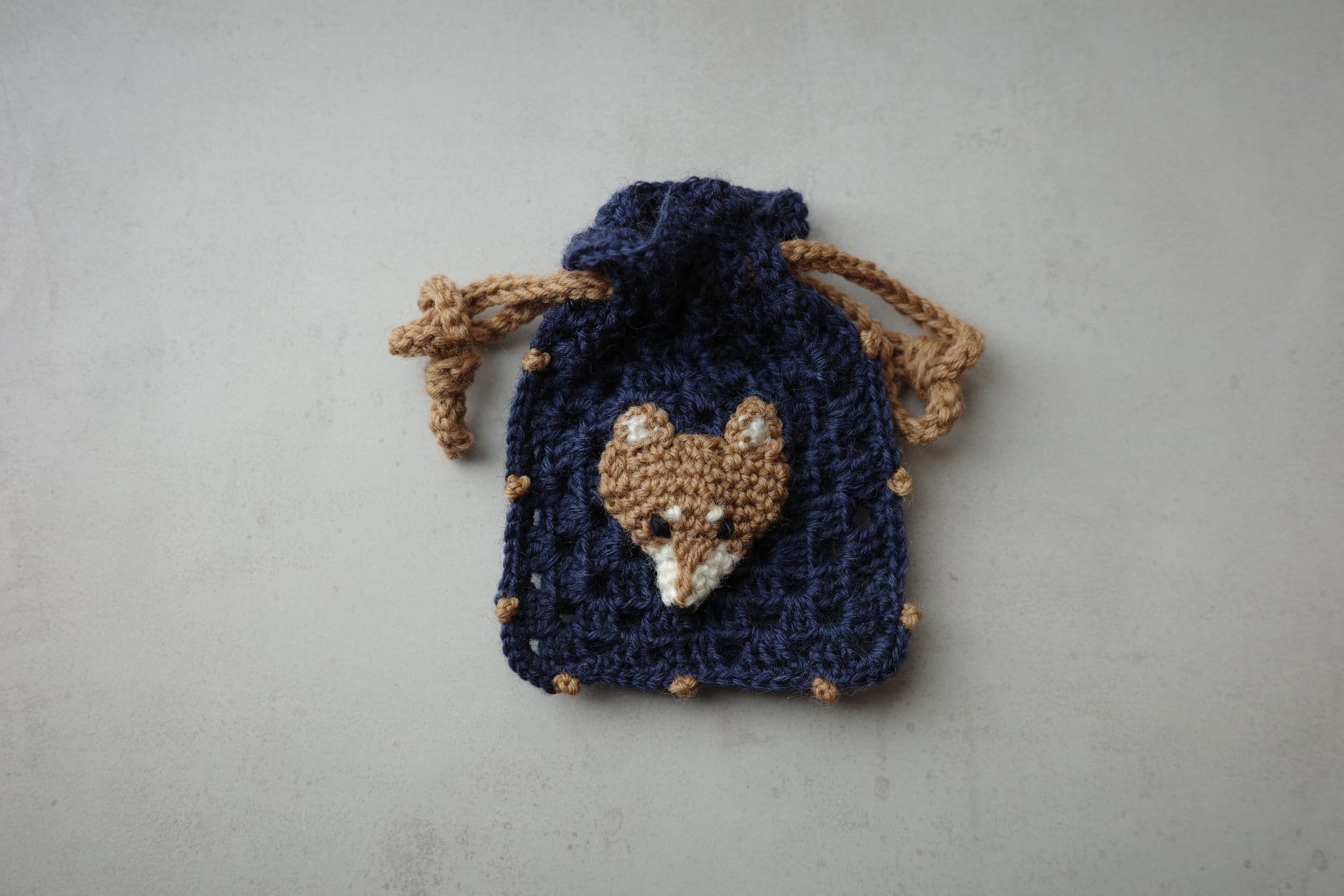 柴犬の巾着・ネイビー