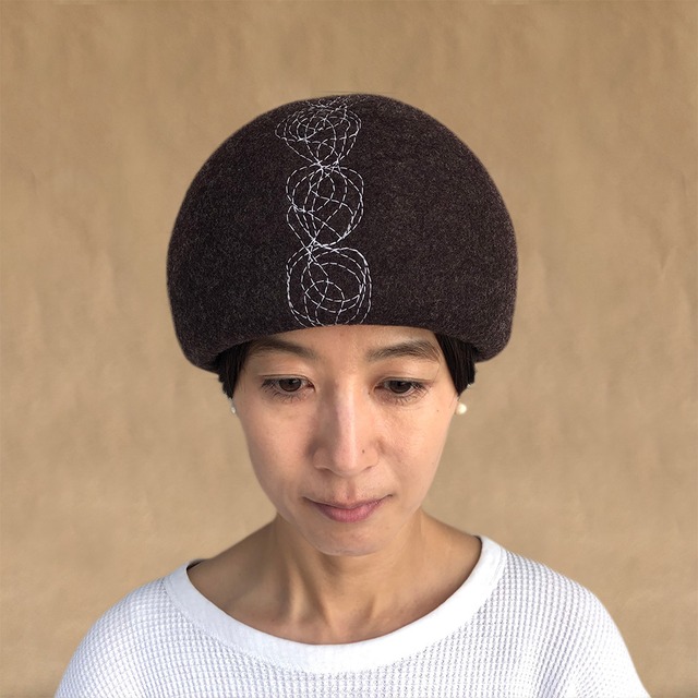 Wool MARUI BERET × stitch【受注生産／Build to order】ウール まるいベレー × ステッチ 帽子