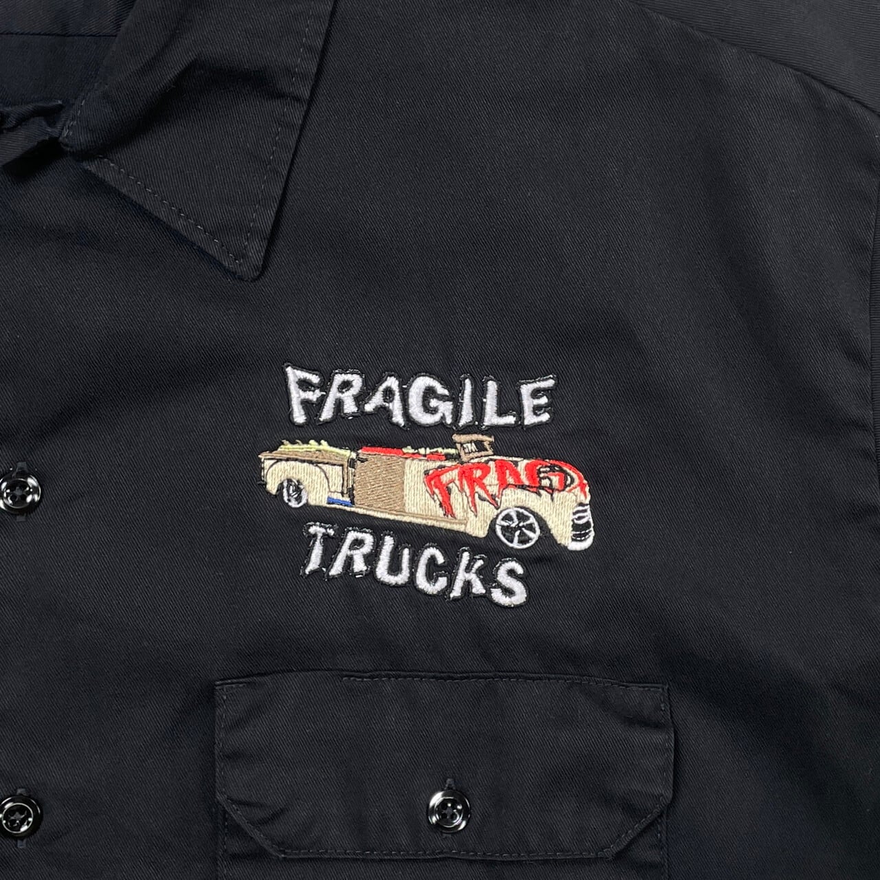 Dickies ディッキーズ 半袖 ワークシャツ 企業ロゴ刺繍 メンズXL 古着