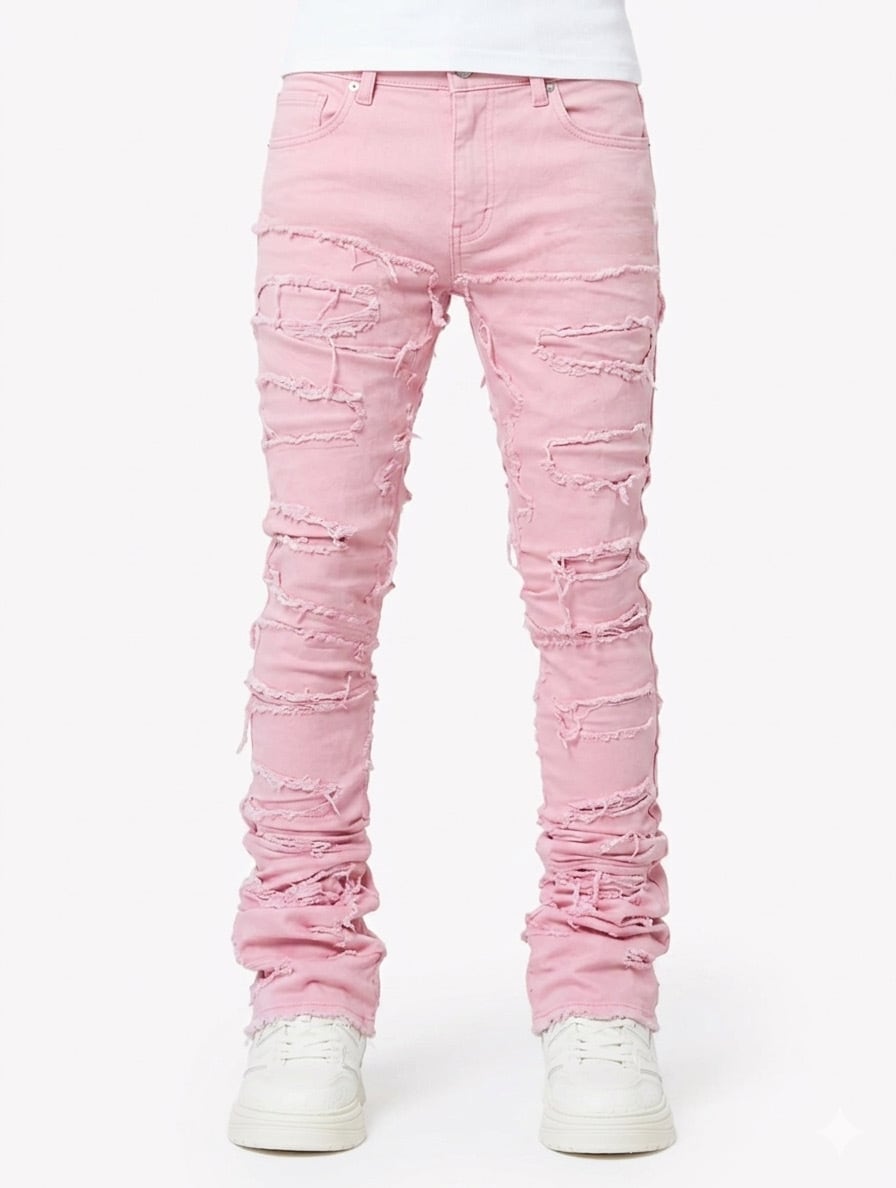 Pink Fury Stacked Denim | swaghouse