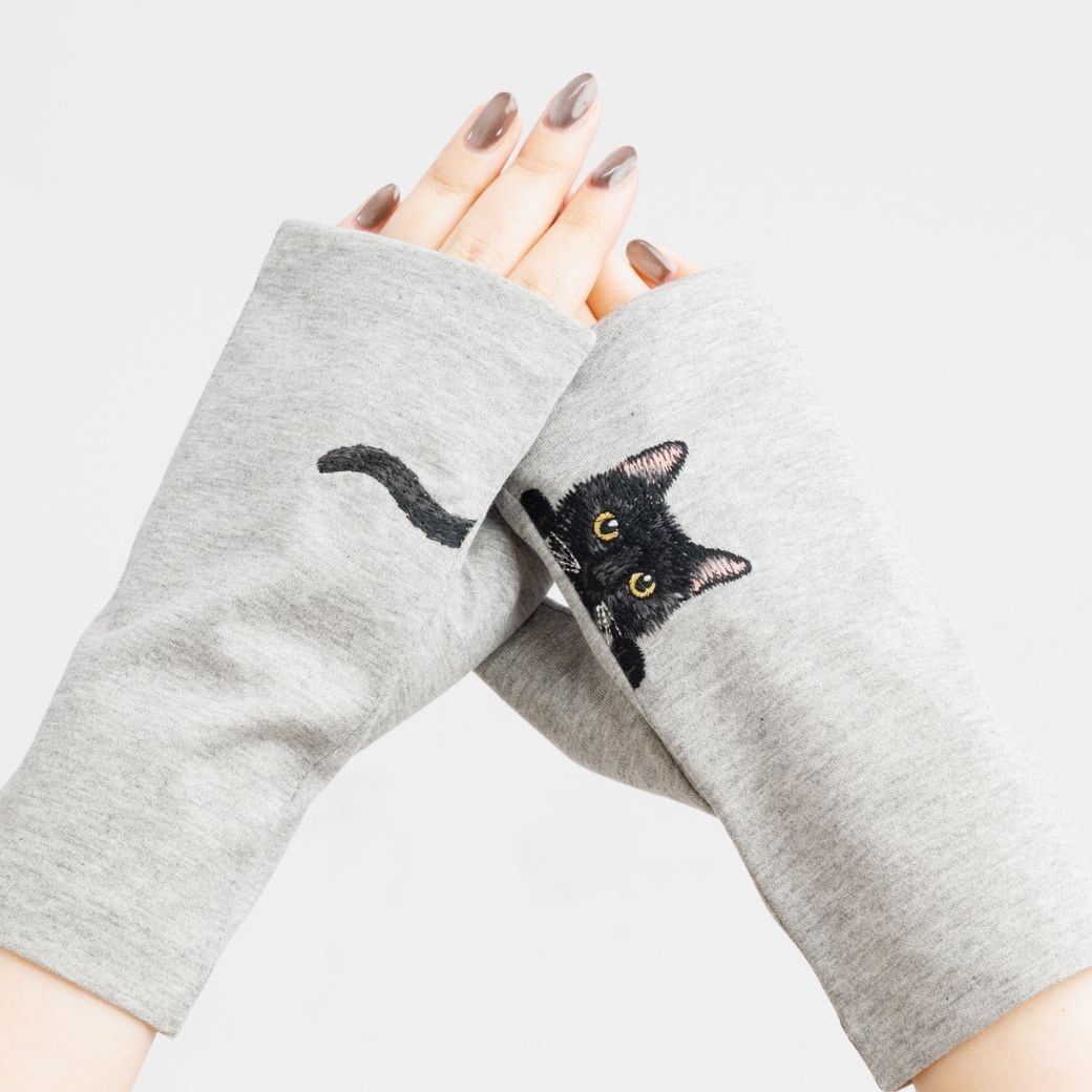 春夏限定】黒猫の刺繍／ショート・ロング／東かがわで一貫製造／UVケア