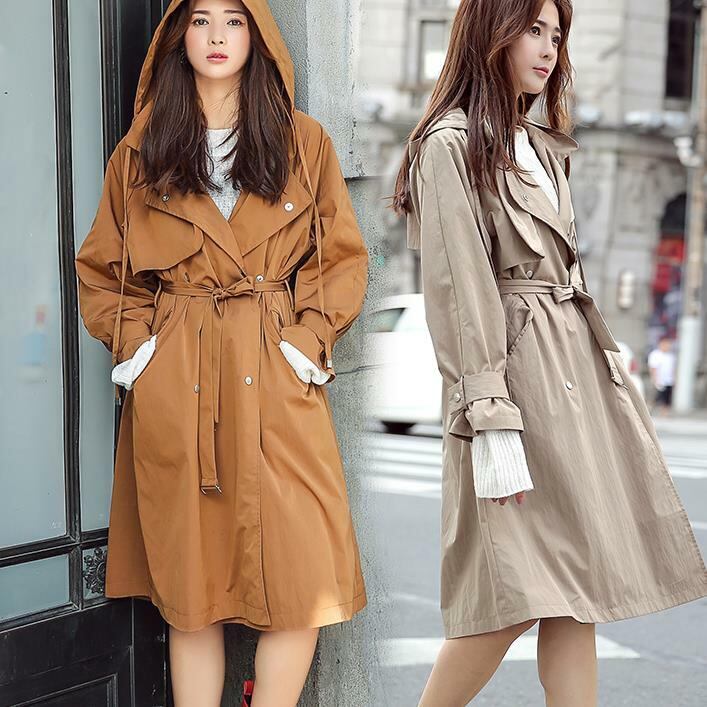 スプリングコート 帽子付き カジュアル トレンチコート チュニックコート ゆったり チェスターコート ロングコート ロング丈 Tsumugustore