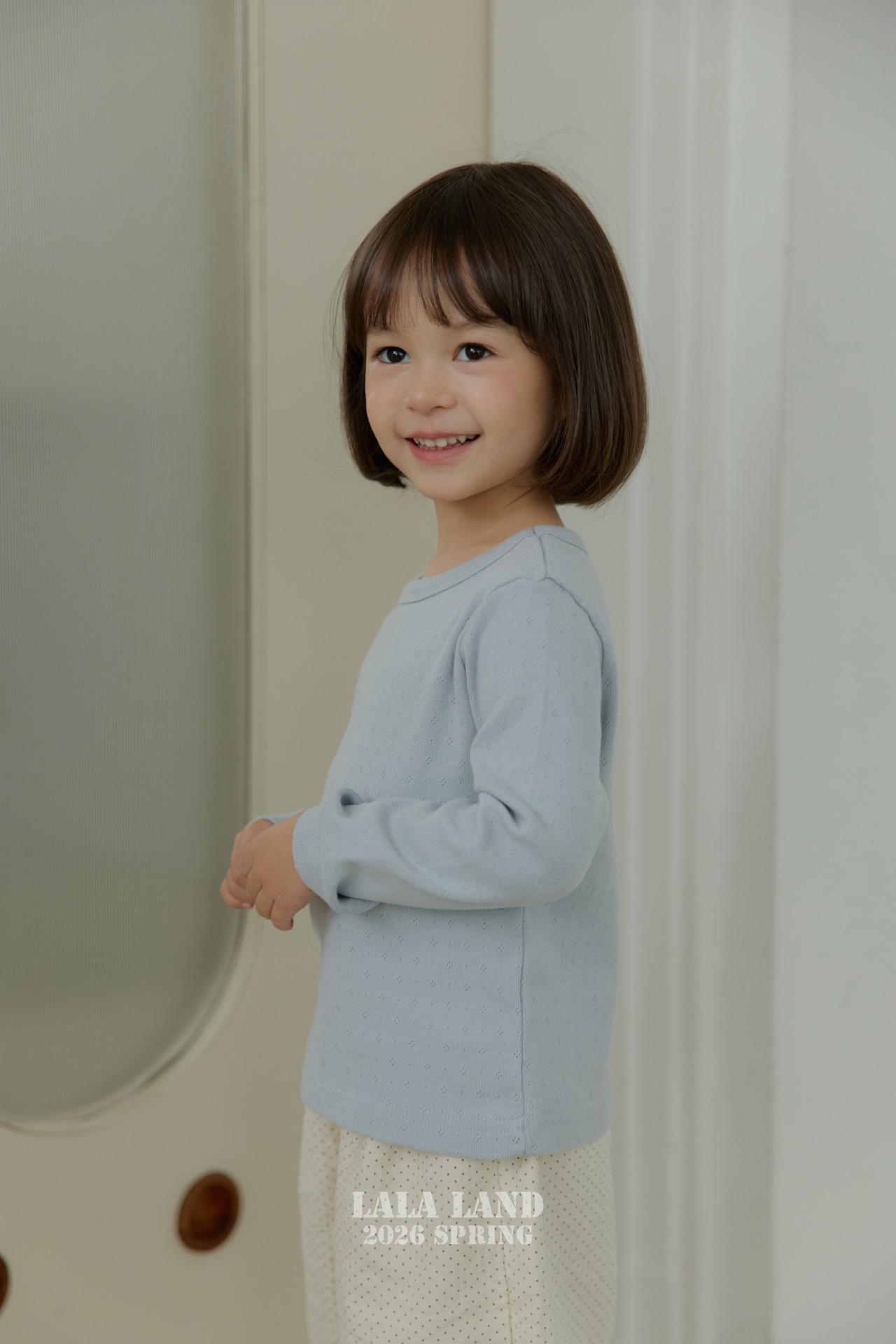 LALALAND 26/SS (Kids)Eyelet slim long-sleeve tee