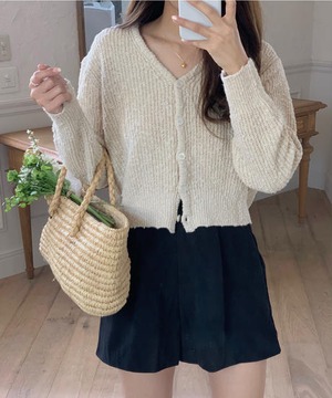 《即納商品》sand v neck summer cardigan (ivory / beige / mint)