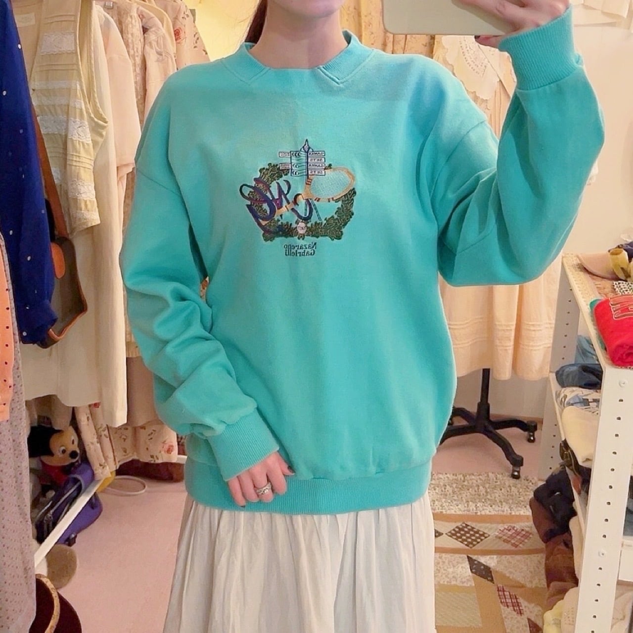 racket embroidery green sweat