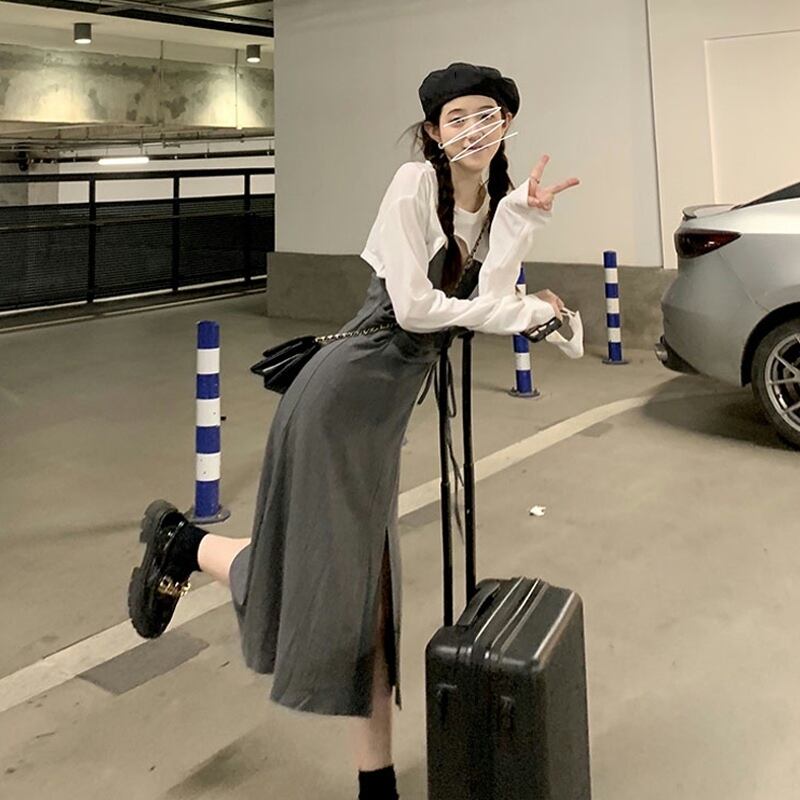 ドレス スプリングオータムロングスカート 大人ガーリー スウィート キュート カジュアル 春物 秋物 試着室49941727919