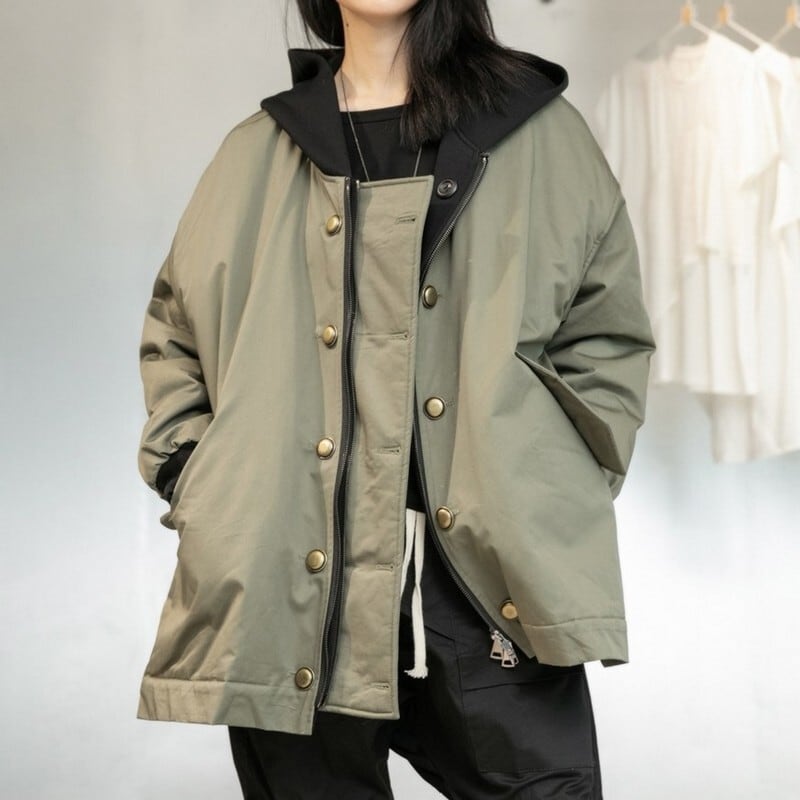 ツーピース フード付きコットンコート CO0077