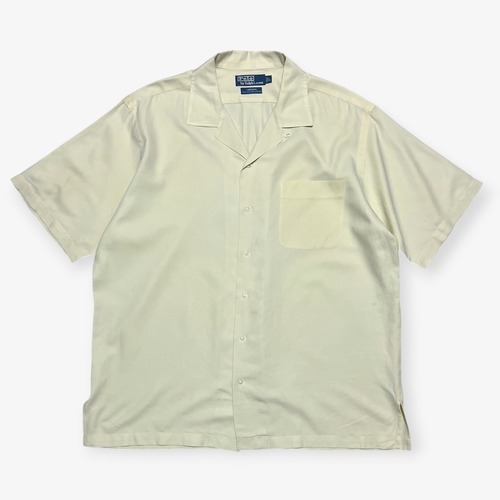 90s｜Polo by Ralph Lauren｜CALDWELL オープンカラーシャツ｜シルクコットン アイボリー Lサイズ｜B