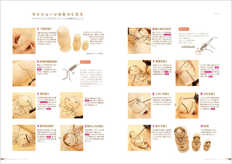 図案集「ウッドバーニングでつくるマトリョーシカ」 | GINZA HAKKO 木の香