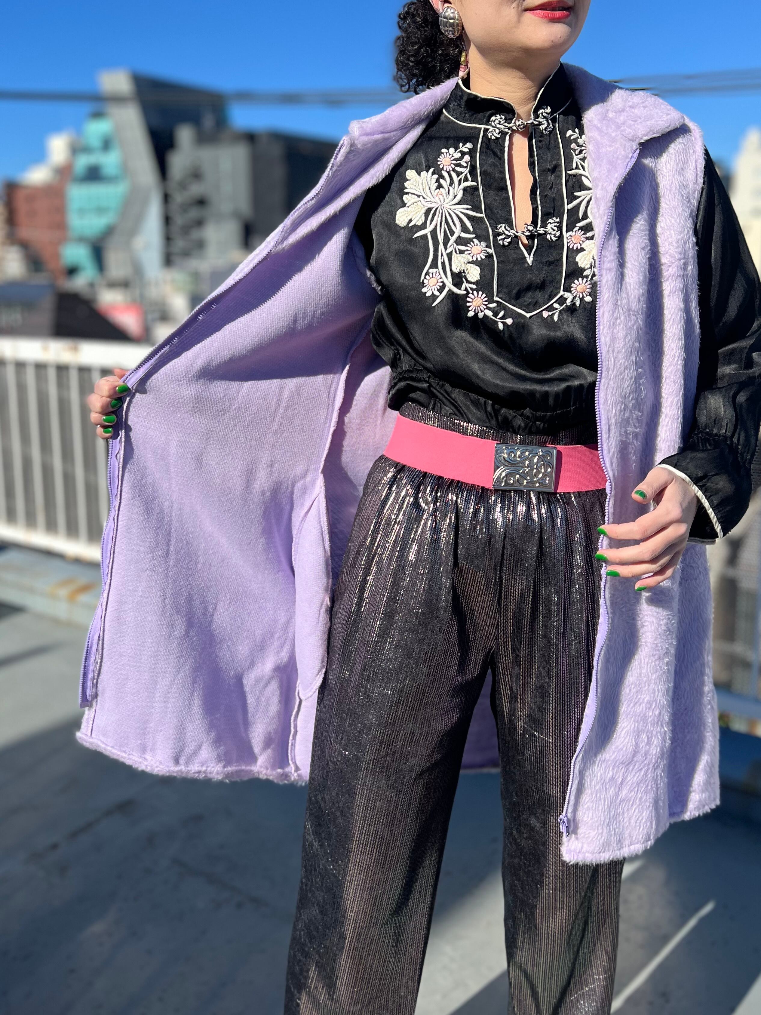 70s lavender purple fake fur vest ( ヴィンテージ ラベンダー