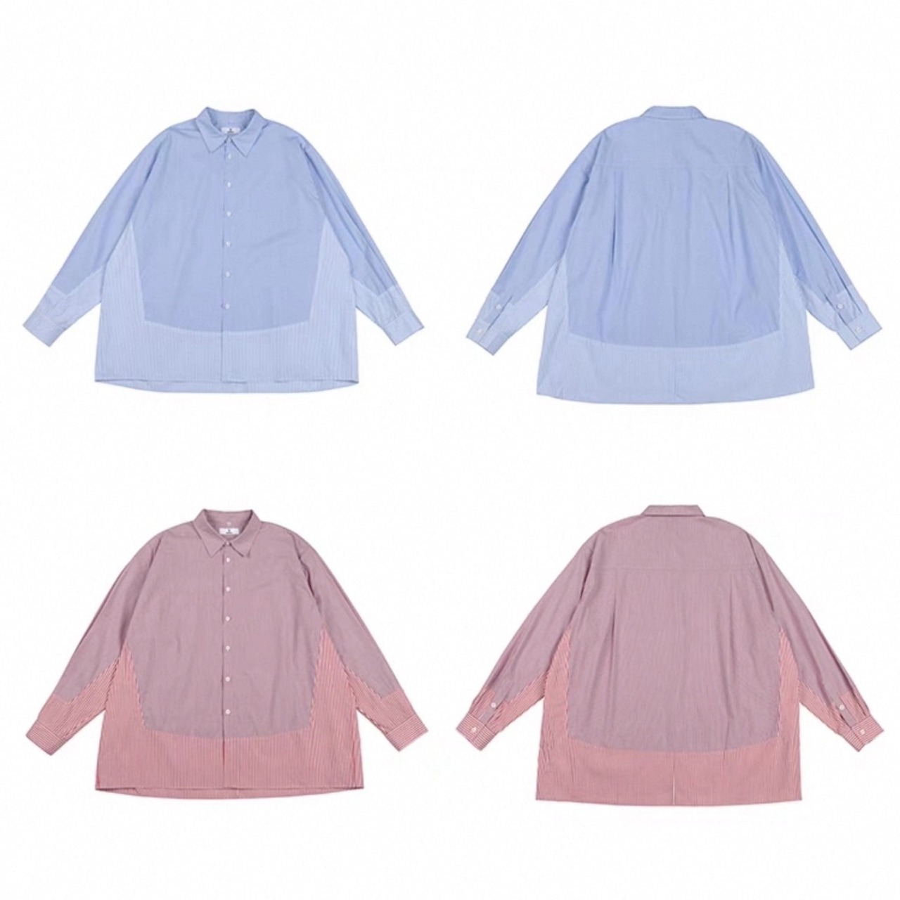 Two-tone striped oversized shirt 0470 - 17