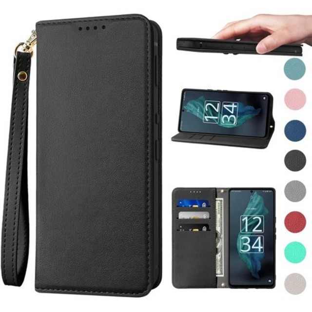 AQUOS R7 ケース 手帳型 アクオス R7 ケース SH-52C ケース 高質PUレザー AQUOS R7 カバー 内蔵マグネット開閉式 スプラット同梱 全面保護 おしゃれ カードポケット スタンド機能 落下防止 耐衝撃 携帯ケース ブラック 1422