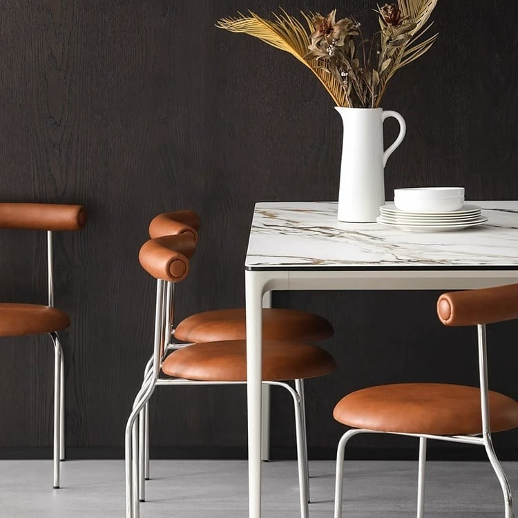 イタリアのデザイナーチェア ステンレス鋼のダイニングチェア