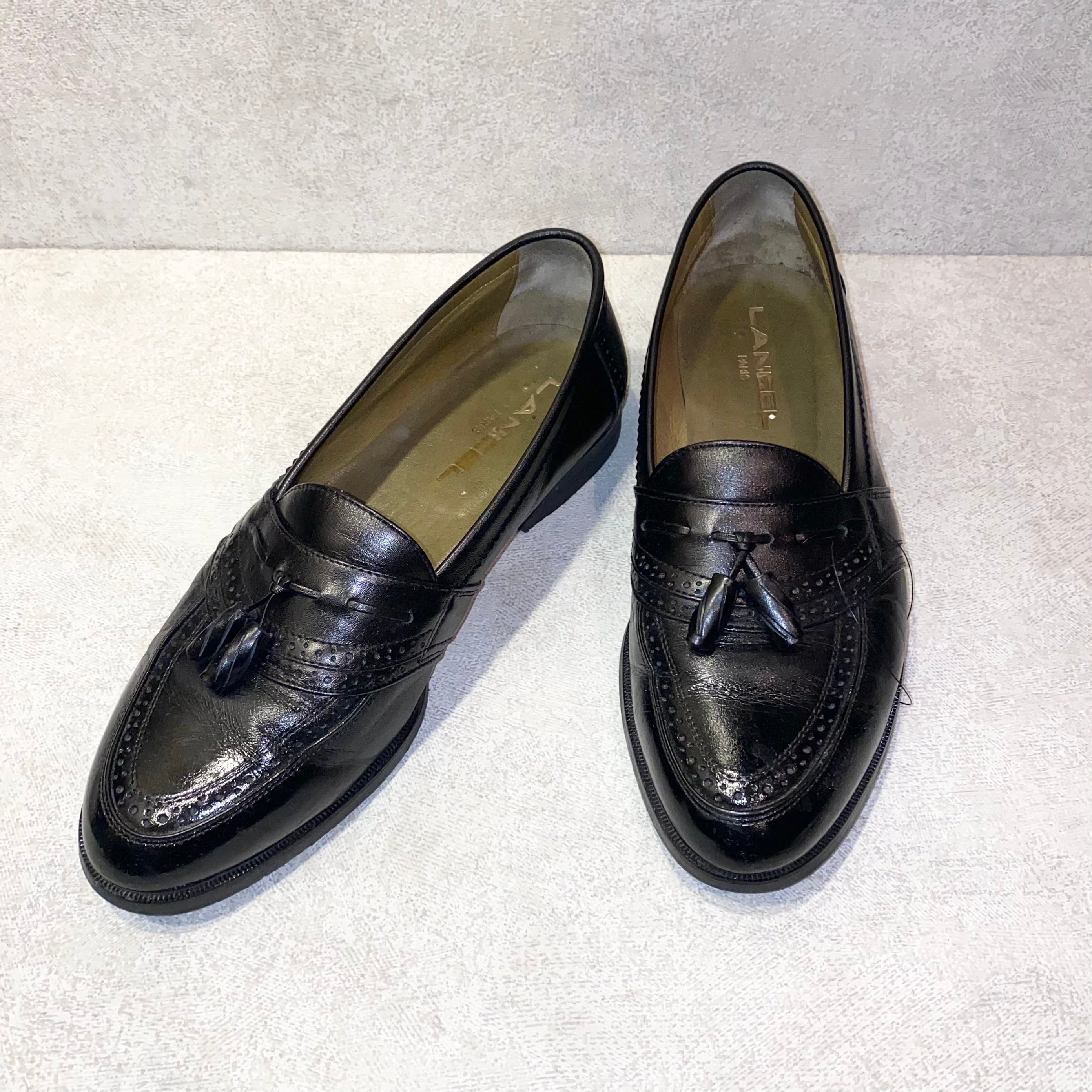 old LANCEL black leather tassel loafers | NOIR ONLINE