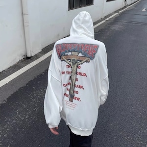 【トップス】3色男女兼用STREET STYLE JESUS ON THE CORSS 柄パーカー2109240010Y