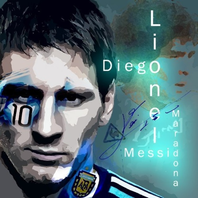 サッカーグラフィックアートパネル リオネル・メッシ アルゼンチン代表 デザインB 木製 壁掛け ポスター (001-244)
