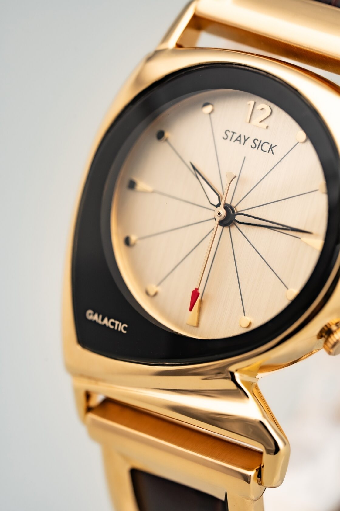 STAY SICK」Wristwatch(Combination)Gold×Black | Pay ID