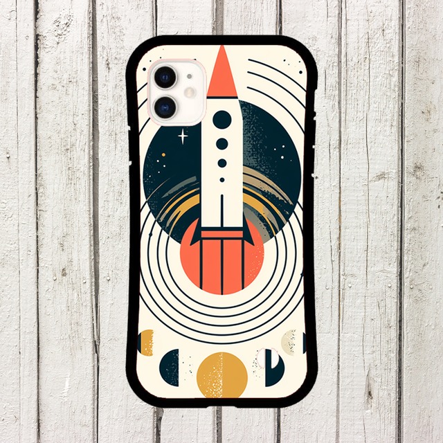 受注生産 iPhoneケース ロケットと円形軌道の宇宙柄｜ロケットモチーフ RFSP014C