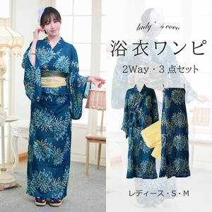 【翌日発送】浴衣セット 浴衣ワンピ 花火柄 二部式 浴衣 3点セット 浴衣帯セット 花見 花火大会 浴衣デート コーデ 夏祭り ファッション 25D008