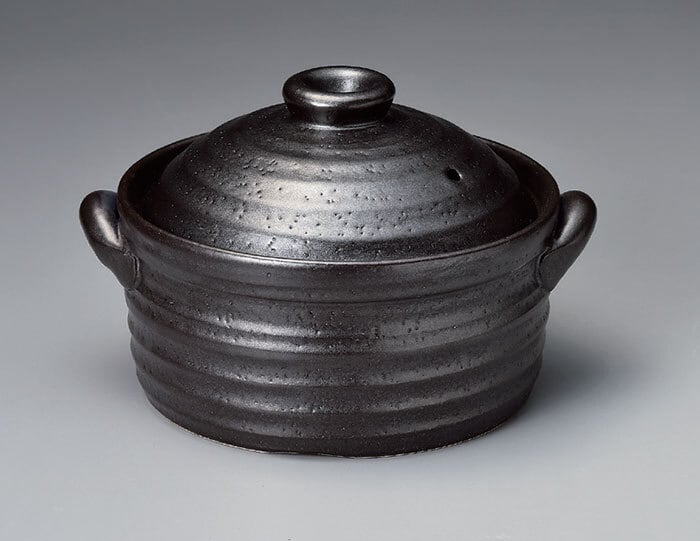 【新品・未使用】萬古焼（ばんこやき） 黒釉ごはん土鍋1～1.5合炊き IH非対応 ご飯鍋 IH 2合炊き 黒釉メタル ごはん鍋 萬古焼 | みのさらら