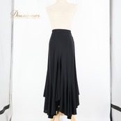 社交ダンス 衣装 スカート ブラック系 チャコットロイヤルダンス Chacott ROYAL DANCE 黒 日本製 無地 シンプル 上品 レッスン 練習 伸縮 アシンメトリー ストレッチ オールブラック ダンス衣装 パーティー