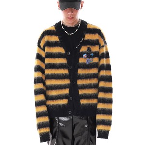【DRIP4415】NR Striped Mohair Knit Cardigan
