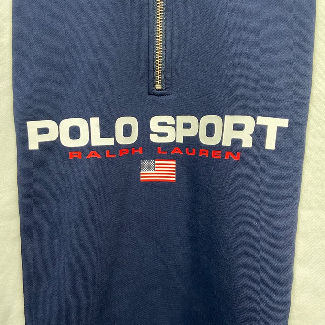 『送料無料』POLO SPORT 切替ハーフジップスウェット　星条旗　M ラルフローレン