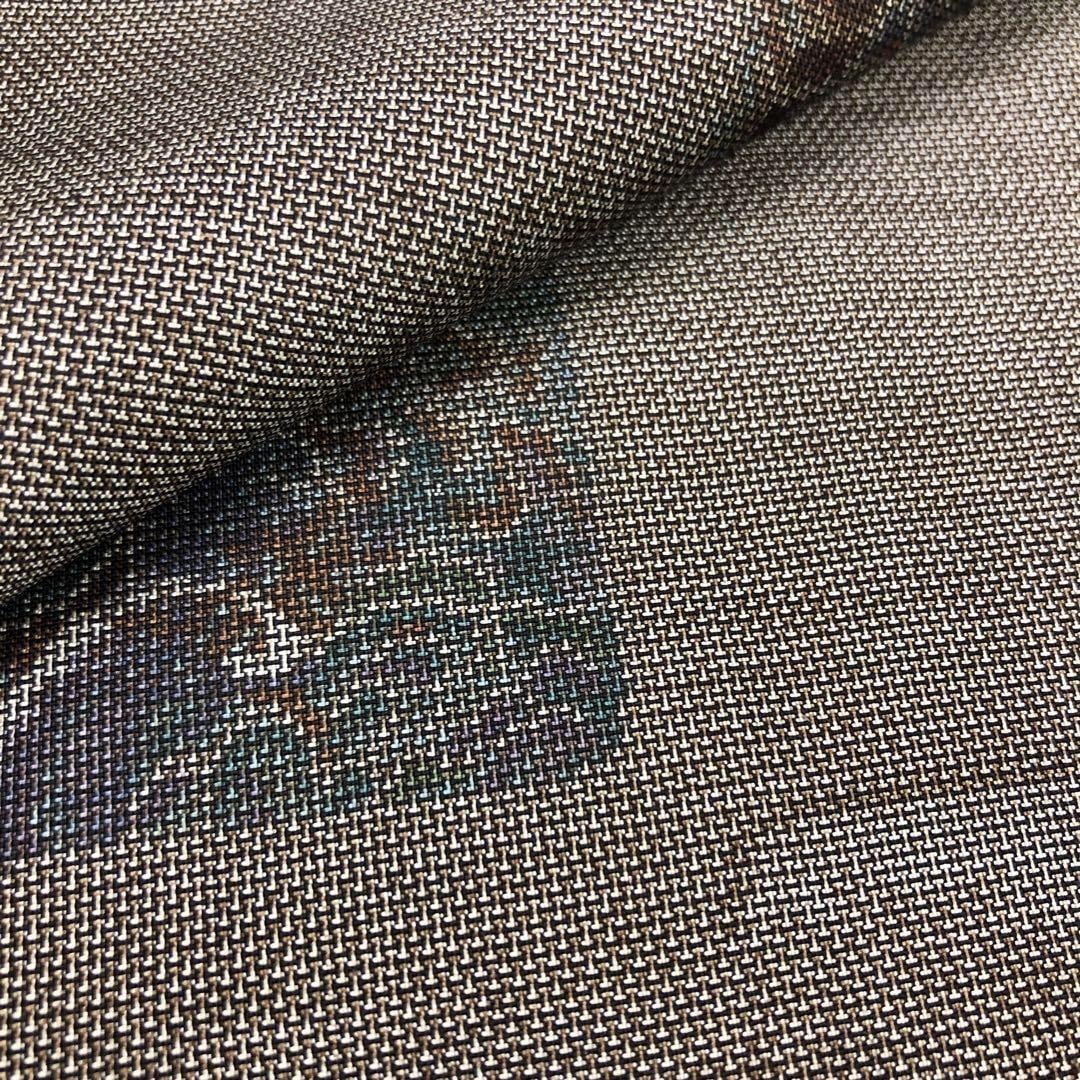 本場大島紬 カタス9マルキ 四角に花柄模様 しつけ糸 茶泥染 K-3526 